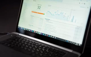 up close view of laptop displaying Google Analytics dashboard