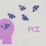 AI concept image - butterflies emerging from head silhouette