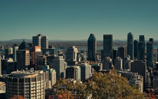 skyline of downtown Montreal on sunny day